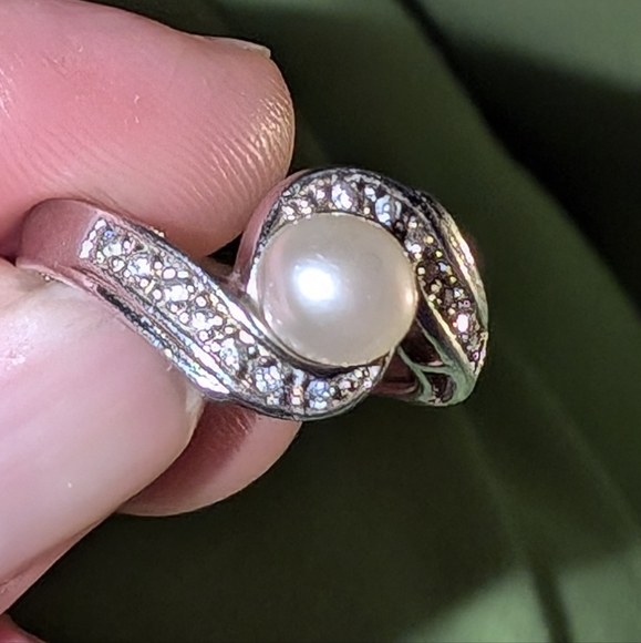 Vintage Pearl 925 Silver Ring Nevada Mines Size 5 - Picture 3 of 7